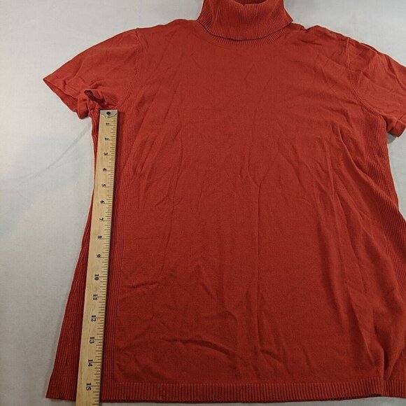 Anne Klein Short Sleeve Turtleneck Knit Sweater Shirt Orange XL Extra Large - Picture 5 of 9